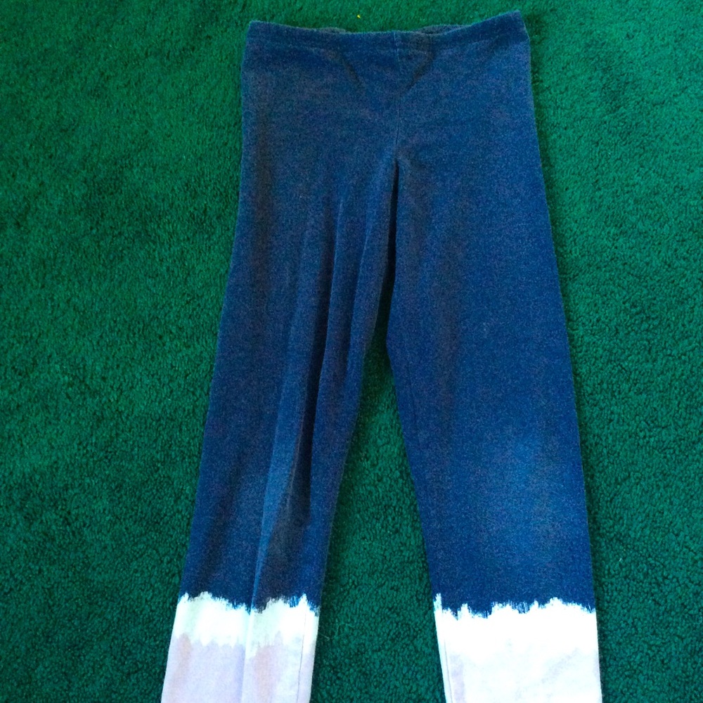 Blue, white, and pink leggings.